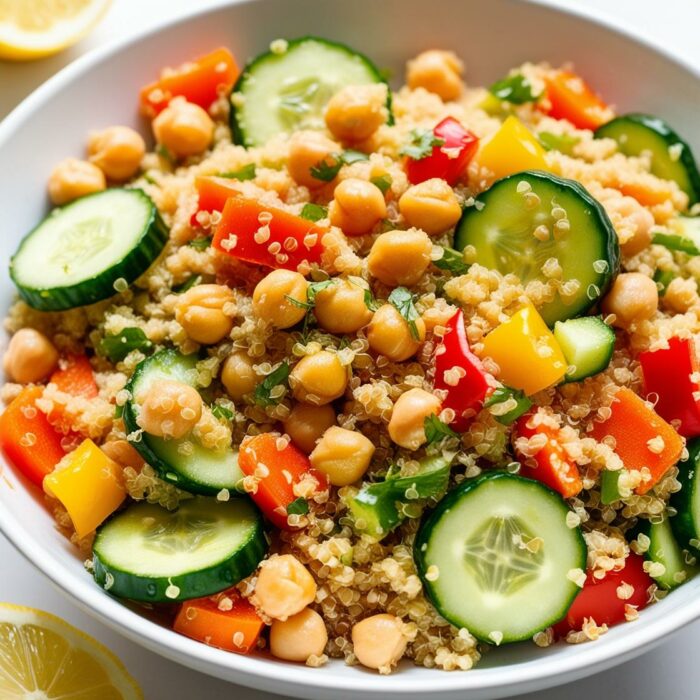 365 Yummy Days - Salade de quinoa, légumes croquants, pois chiches, sauce citron