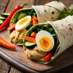 365 Yummy Days - Wrap vĂ©gĂ©tarien aux cruditĂ©s, houmous et Ćuf dur
